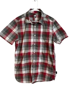 The North Face Plaid Short Sleeve Button Front Shirt Men's Large Red - Picture 1 of 9