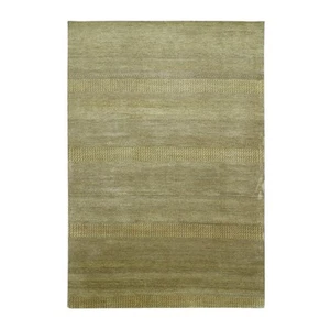 6'1"x9'6" Peanut Brown Modern Grass Design Hand Knotted Wool and Silk Rug G83213 - Picture 1 of 11