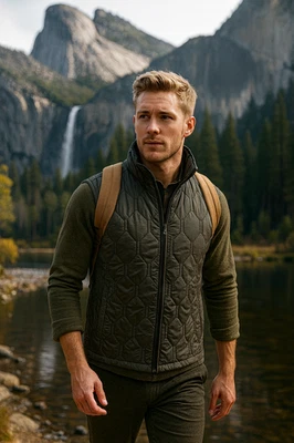 Chaleco pequeño acolchado vintage para hombre chaqueta ligera original diamante colofonia Foto 1 de 4