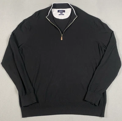 Johnnie-O Bailey Sweater Mens 2XL Black 1/4 Zip Cotton Nylon Silk Blend Pullover - Image 1 of 4