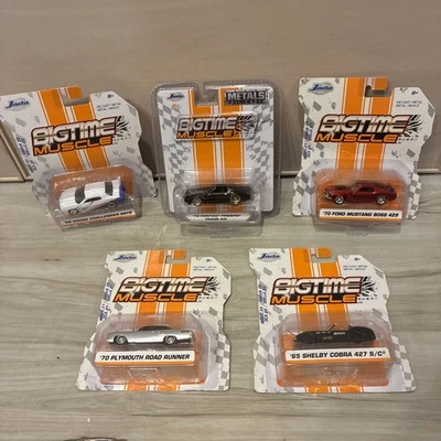 Lote de 5 Jada Big Time Muscle '65 Shelby Cobra, Road Runner, Mustang, Trans Am Foto 1 de 4