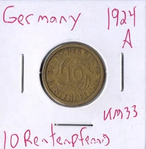 Moneda Alemania (Weimar) 10 peniques de jubilación 1924 A KM33 - Imagen 1 de 1