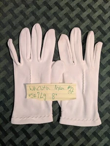 Vintage Women's Gloves White Cloth Nylon Large 8" 1970s #22 - Picture 1 of 6