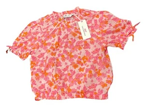 Vinyard Vines Girls Top Blouse Size MEDIUM Short Sleeve Floral Pink NEW - Picture 1 of 6