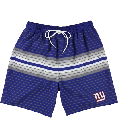 NFL Mens New York Giants Striped Swim Bottom Trunks, Blue, Large Cover