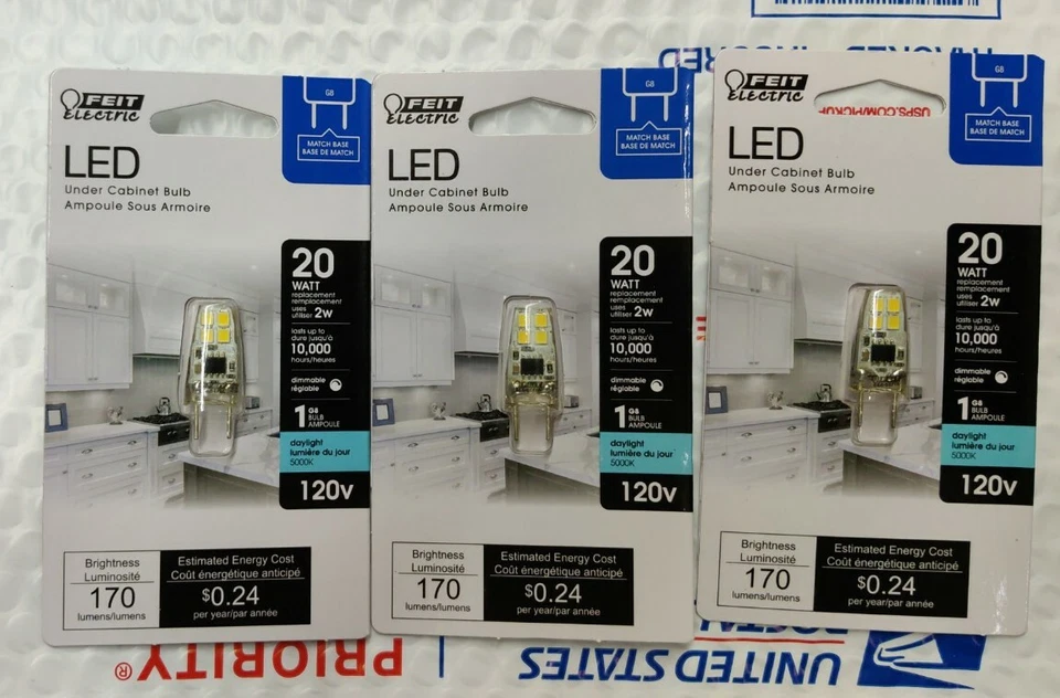 3 Pack Feit Electric acre G8 G8 LED Bulb Daylight 20 watt Watt Equivalence  - Image 1 of 1