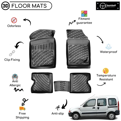 Alfombrilla de goma moldeada personalizada para Renault Kangoo 1997-2007 negra Foto 1 de 4