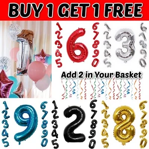 16" Number Balloons Foil Self Inflate Birthday Age Party Anniversary Balloon UK - Picture 1 of 11