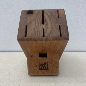 JA DOUBLE Henckels International Wooden Knife Block 7 Slots 955 RARE STYLE - Picture 1 of 7