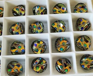 Swarovski 5621 14mm Twist Bead, Peacock Eye Custom Coating (2pcs)  - Picture 1 of 3