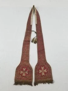 Vintage French Brocade Church Priest Stole 224x32 - Foto 1 di 12