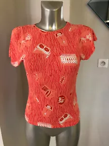 Luxurious Salmon Printed T-Shirt FENDI Size 38 FR 42 IT New - Picture 1 of 6