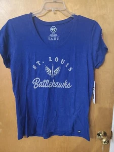 '47 XFL St. Louis Battlehawks Royal Blue Tee Shirt, Logo, Women's XL, NEW - Picture 1 of 7