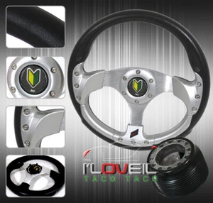 90-97 Accord Car Slight Concave Steering Wheel + Adapter Hub Kit + Button - Picture 1 of 3