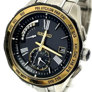 SEIKO 8B54-OBGO/SAGA186 Brights Solar Quartz Wristwatch Titanium Silver x Gold - Picture 1 of 11