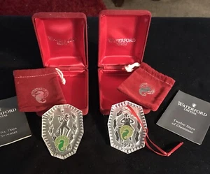 Waterford Crystal 12 Days Of Christmas 1993 & 1994 Ornament Boxed Lords & Piper - Picture 1 of 6