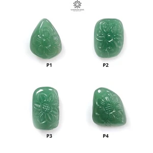 Piedra preciosa de cuarzo verde natural tallada a mano en ambos lados forma elegante 1 pieza para joyería - Imagen 1 de 19