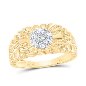 ANILLO PEPITA DE DIAMANTES DE 1/2 QUILATES de oro amarillo de 10 quilates para hombre - Imagen 1 de 1