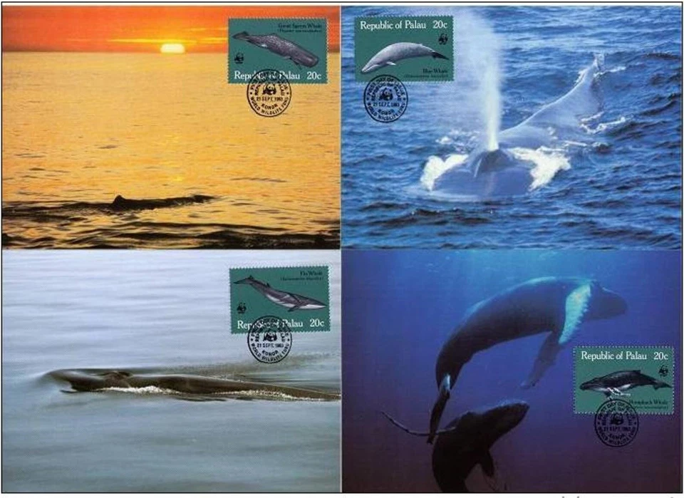 帕劳 1983 ☀ 世界自然基金会动物海洋生物/鲸鱼/鲸鱼套装 ☀ 4 x MC — 第 1/1 张图片