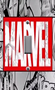 Lichtschalter Plattenabdeckung mit Bild von KINDERZIMMER MARVEL COMICS ROT GRAU - Bild 1 von 26