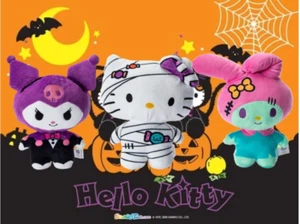 Hello Kitty & Friends Halloween Plush 3 pc Set Hello Kitty Kuromi Melody Sanrio - Picture 1 of 7