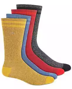 Sun + Stone Men's 4-Pair Double Stripe Crew Socks, Multicolor Variety, Shoe 7-12 - Picture 1 of 4