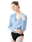 Women Long Sleeve Ballet Wrap Sweater Cardigans Warm Up Dance Sweater with Ties 