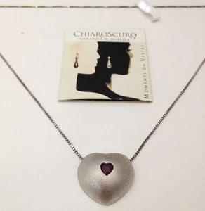 COLLANA CHIARO SCURO GIOIELLI CUORE ARGENTO 925 NECKLACE HEART SILVER NUOVO - Bild 1 von 1