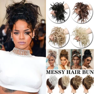Thick Messy Bun Wrap On Short Ponytail Scrunchie Hair Piece Extensions for Human - Picture 1 of 28
