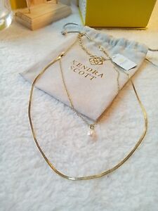 NWT KENDRA SCOTT Lindsay Multi Strand Necklace in Gold and Mother of Pearl 
