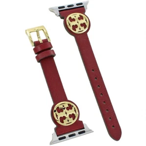 Tory Burch Ersatzarmband für Apple Watch TBS0078 Bordeaux Lederband Gürtel - Bild 1 von 7