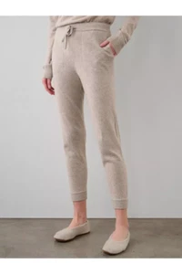 White + Warren Damen XS Kordelzug Kaschmir Jogginghose in Eiche, UVP 425 $ - Bild 1 von 7