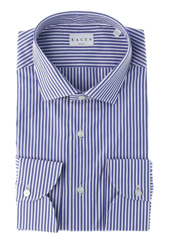 NWT  XACUS  STRIPED TAILOR SHIRT  11232 558ML080  BLUE /WHITE - Image 1 of 1