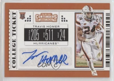 2019 Panini Contenders Draft Picks College Ticket Travis Homer Rookie Auto RC - Image 1 of 2