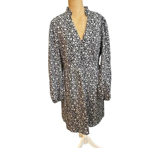 Boden Floral Black/white Long Sleeve Jersey Dress Size 10R - Picture 1 of 10