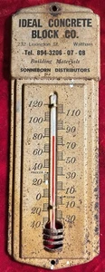 Vintage (Ideal Concrete Block Co.) Thermometer. Waltham, Massachusetts. Lot #10. - Picture 1 of 2