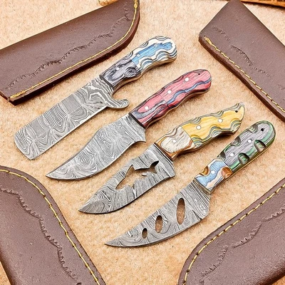 Juego de 4 cuchillos desolladores Damasco Blade mix | 6" | Madera dura, funda de cuero 83 Foto 1 de 4