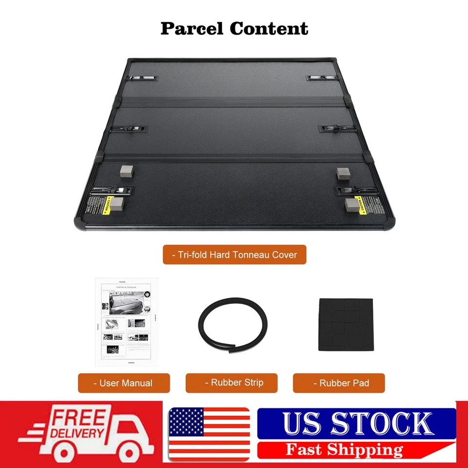 For 2020-2023 Jeep Gladiator JT 5FT Hard Tri-Fold Tonneau Cover Truck Bed Srptok Foto 1 de 4