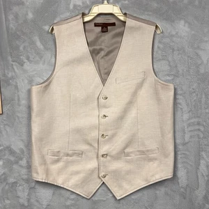 Perry Ellis Mens Linen Five Button Vest Linen Cotton XL - Picture 1 of 6