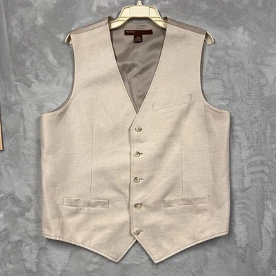 Perry Ellis 男式亚麻五扣背心亚麻棉 XL — 第 1/4 张图片