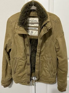 Vtg Y2K Abercrombie Fitch Adirondack Distresd Jacket Size S Brown Faux Fur Coat - Picture 1 of 3