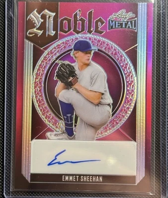 2023 Emmet Sheehan Leaf Metal Noble Metal Prismatic PINK AUTO /7 Dodgers - Image 1 of 2