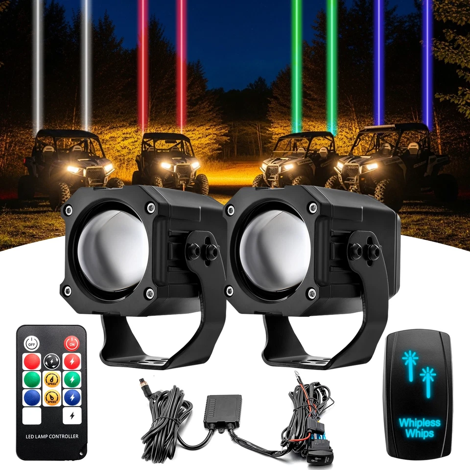 Luces láser látigo LED 2 PIEZAS para Polaris RZR/Maverick X3/Zforce ATV UTV Foto 1 de 4