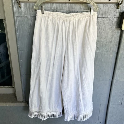 Pantalones al tobillo vintage Alfredo’s Wife para mujer pequeños marfil algodón flecos dobladillo Lagenlook Foto 1 de 4