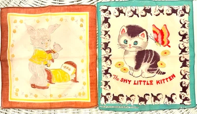 2 pañuelos vintage para niños gatito gatito tímido diseño de libro dorado Foto 1 de 4