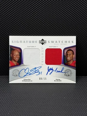 2005-06 Upper Deck Charlie Villanueva Joey Graham /15 Dual Signature Swatch Auto - Image 1 of 2