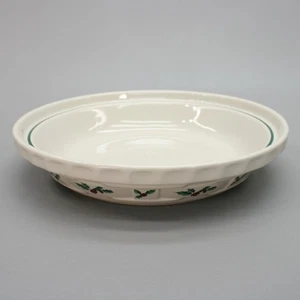 Longaberger Pottery 10" Pie Plate Baking Dish Holly Woven Traditional Christmas - Picture 1 of 8