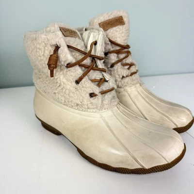 Botas Sperry de agua salada acogedoras Sherpa Duck 3M Thinsulate blancas cálidas para mujer 8 Foto 1 de 4