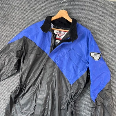 VTG Firstgear Motorcycle Rain Jacket Mens M Black Blue Waterproof Reflective 3M - Image 1 of 4