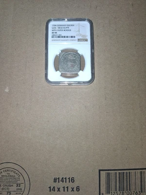 1704 Germany Gulden Silver Ulm-Siege Klippe with Outer Border NGC XF 45 - Image 1 of 2